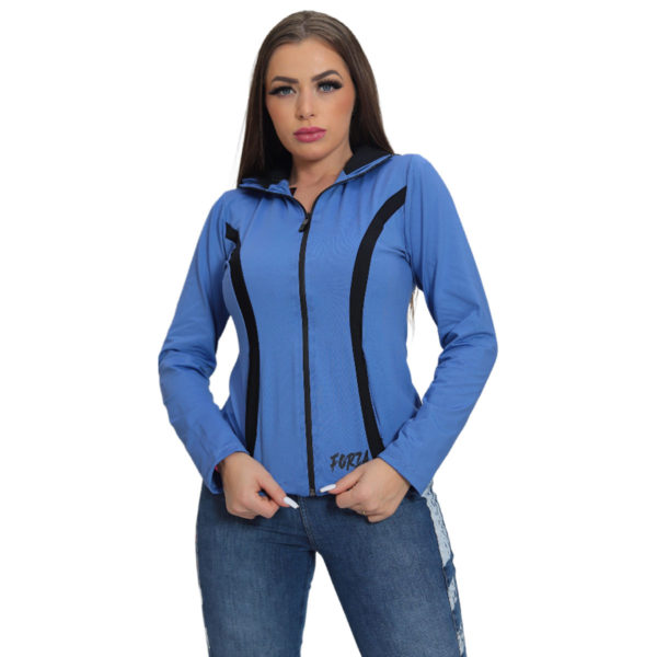 Blusa Segunda Pele Lívia Feminina com Capuz - Blue