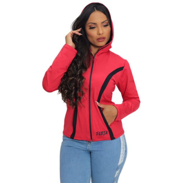 Blusa Segunda Pele Lívia Feminina com Capuz - Red - Image 4